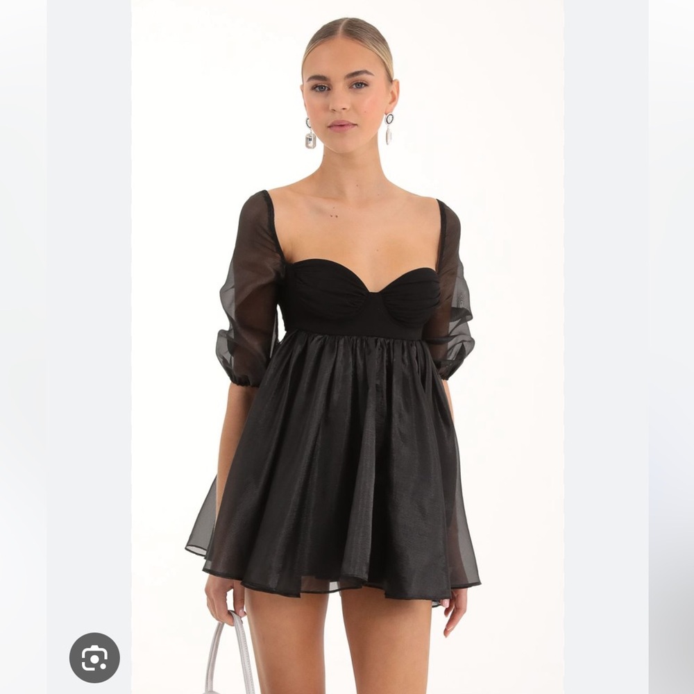 Lucy in the Sky Black Organza Baby Doll Dress